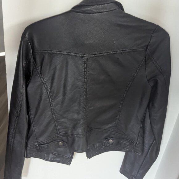 Black Faux Leather Biker Jacket - Small - Picture 2 of 3